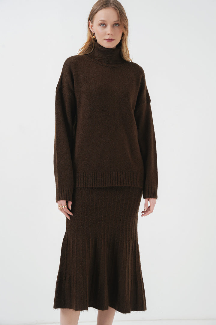 Bigdart 15892 Ensemble Tricot Jupe Pull - Marron