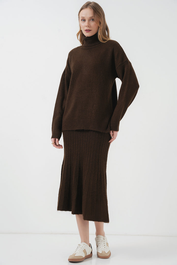 Bigdart 15892 Ensemble Tricot Jupe Pull - Marron