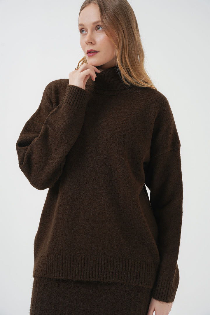 Bigdart 15892 Ensemble Tricot Jupe Pull - Marron