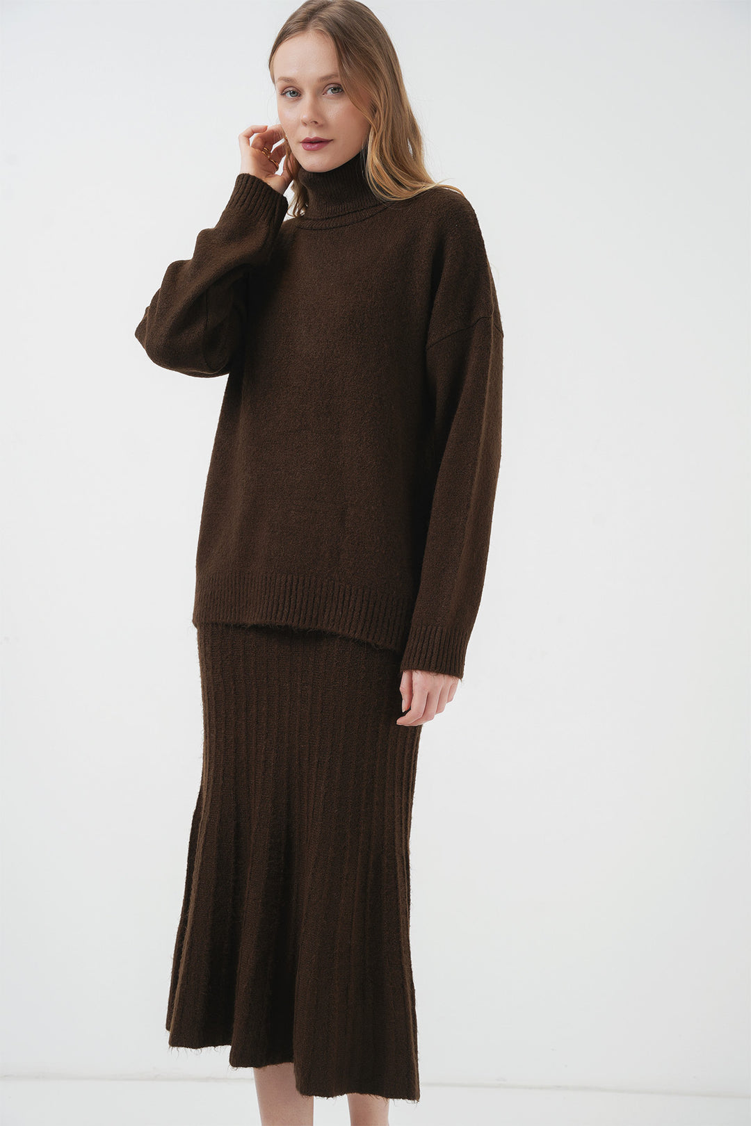 Bigdart 15892 Ensemble Tricot Jupe Pull - Marron