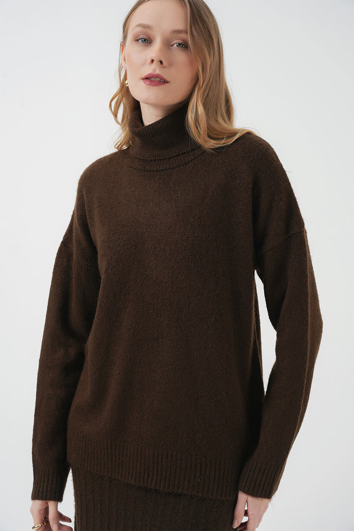 Bigdart 15892 Ensemble Tricot Jupe Pull - Marron