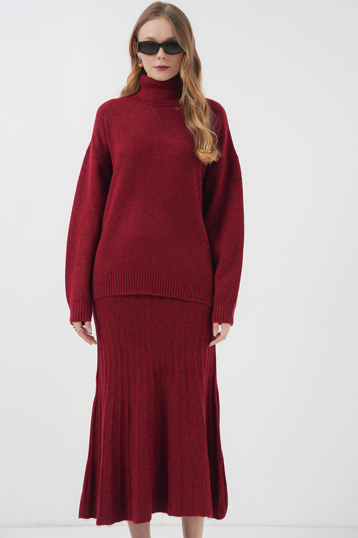Bigdart 15892 Ensemble Tricot Jupe Pull - Rouge