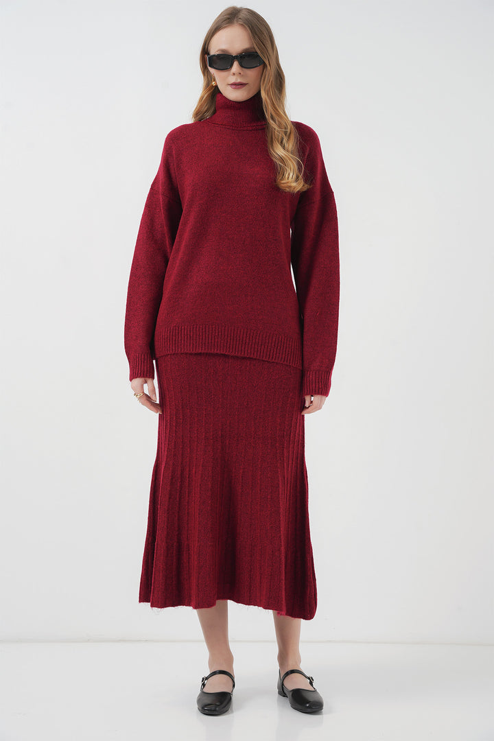 Bigdart 15892 Ensemble Tricot Jupe Pull - Rouge