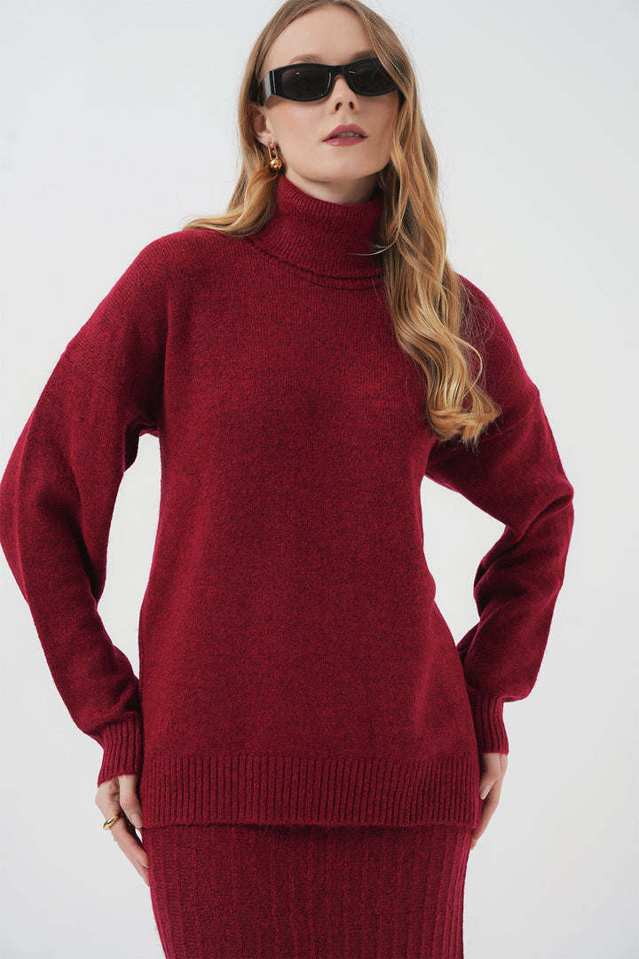 Bigdart 15892 Ensemble Tricot Jupe Pull - Rouge