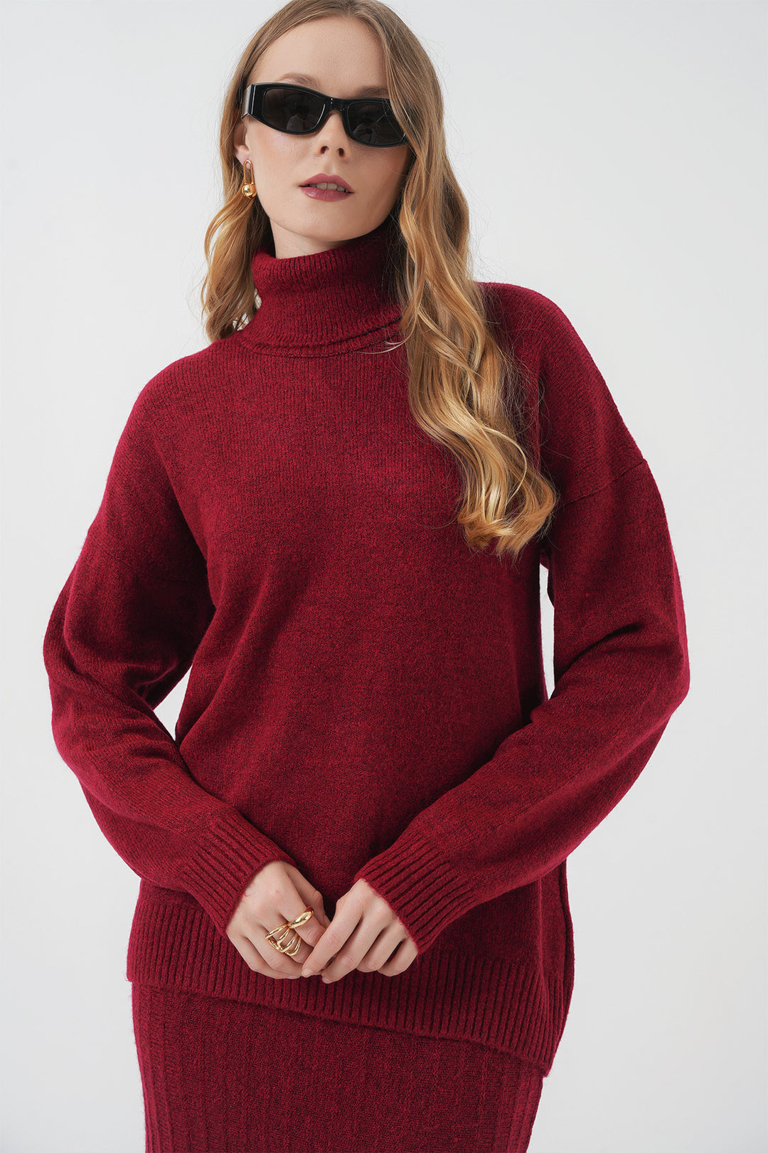 Bigdart 15892 Ensemble Tricot Jupe Pull - Rouge