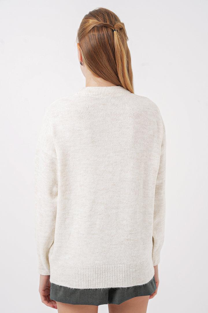 Bigdart 15895 Pull Tricot Oversize à Motif Baklava - Gris A.