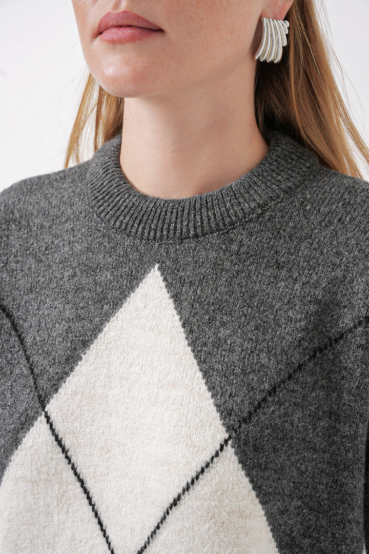 Bigdart Pull oversize à motifs en tricot 15895 - Anthracite