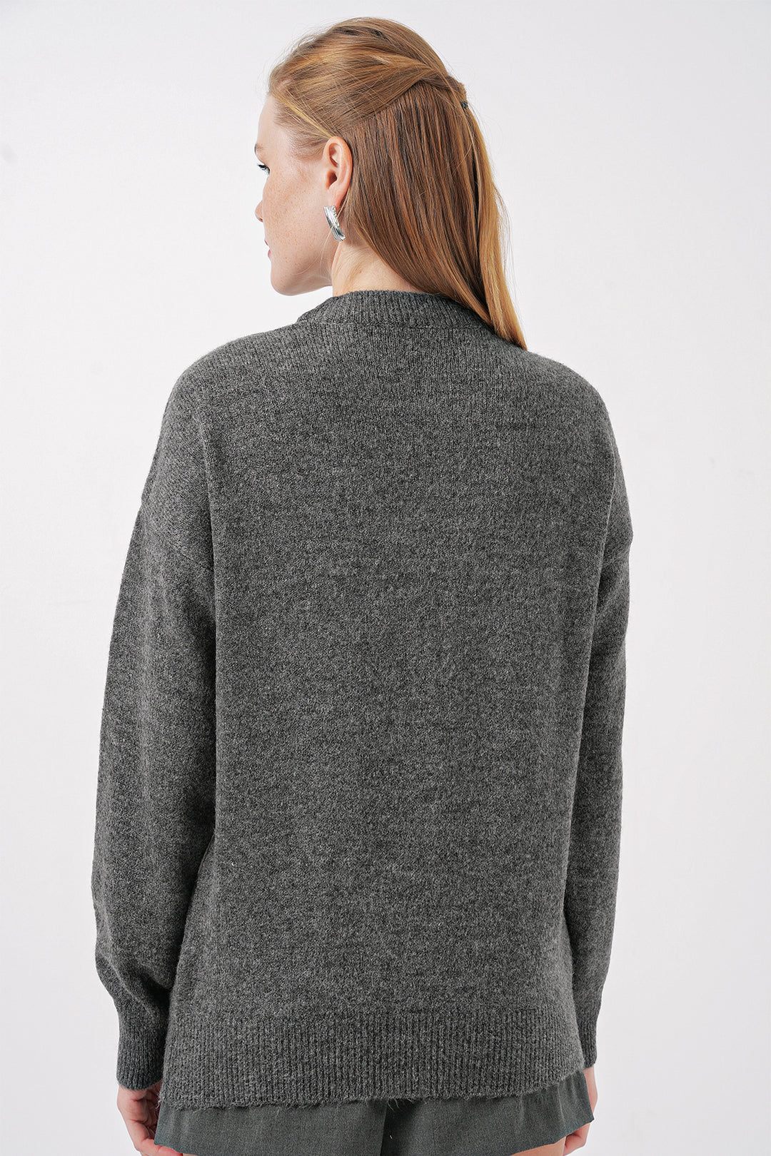 Bigdart Pull oversize à motifs en tricot 15895 - Anthracite