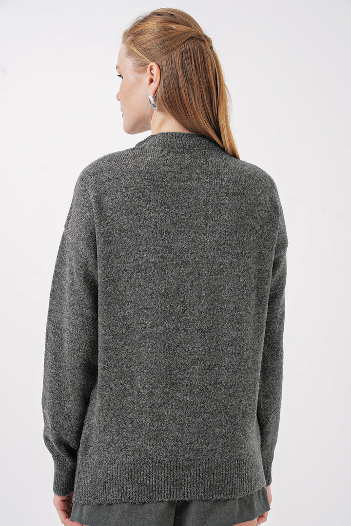 Bigdart Pull oversize à motifs en tricot 15895 - Anthracite