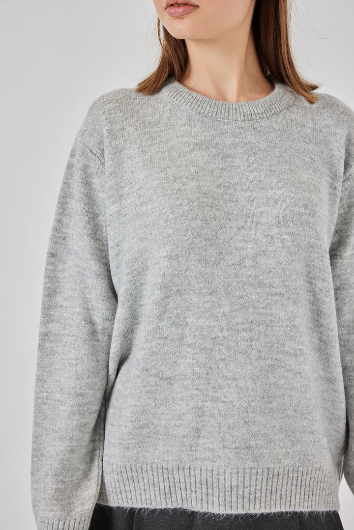 Bigdart Pull tricot oversize à motifs en damier 15895 - düz Gris