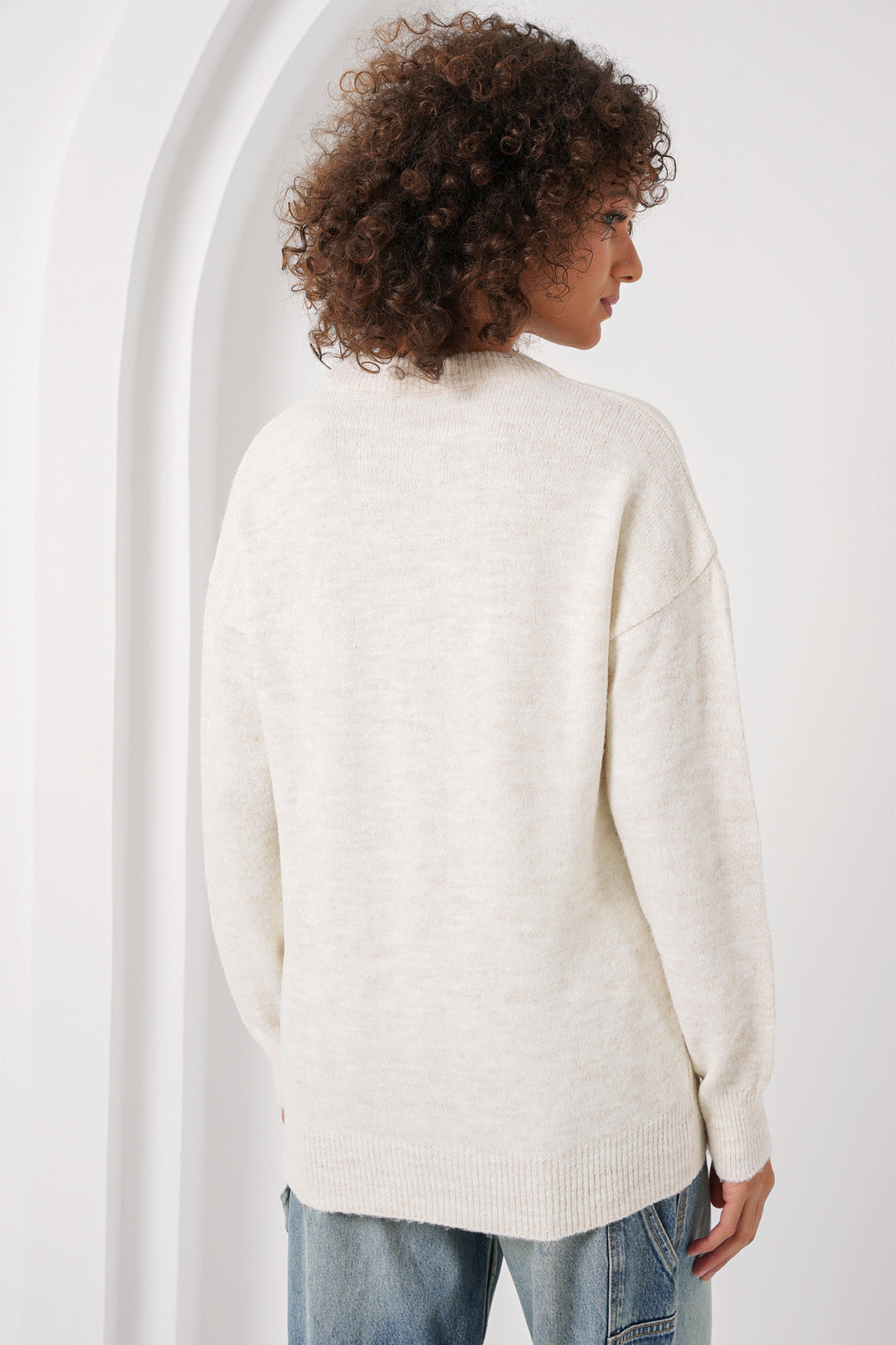 Bigdart 15895 Pull Tricot Oversize à Motif Baklava - Écru
