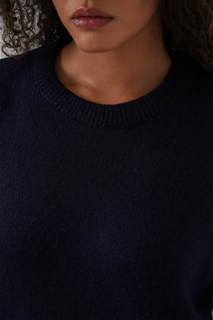 Bigdart Pull tricot oversize pour femme 15895 - Bleu marine