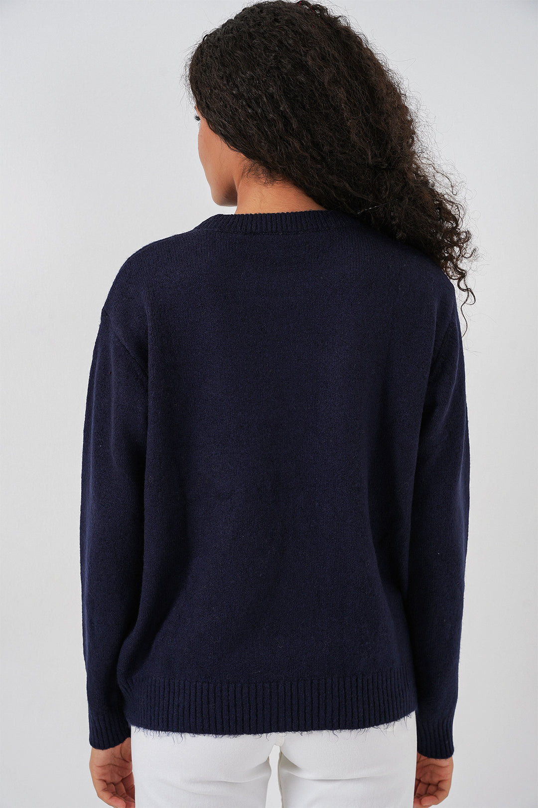 Bigdart Pull tricot oversize pour femme 15895 - Bleu marine