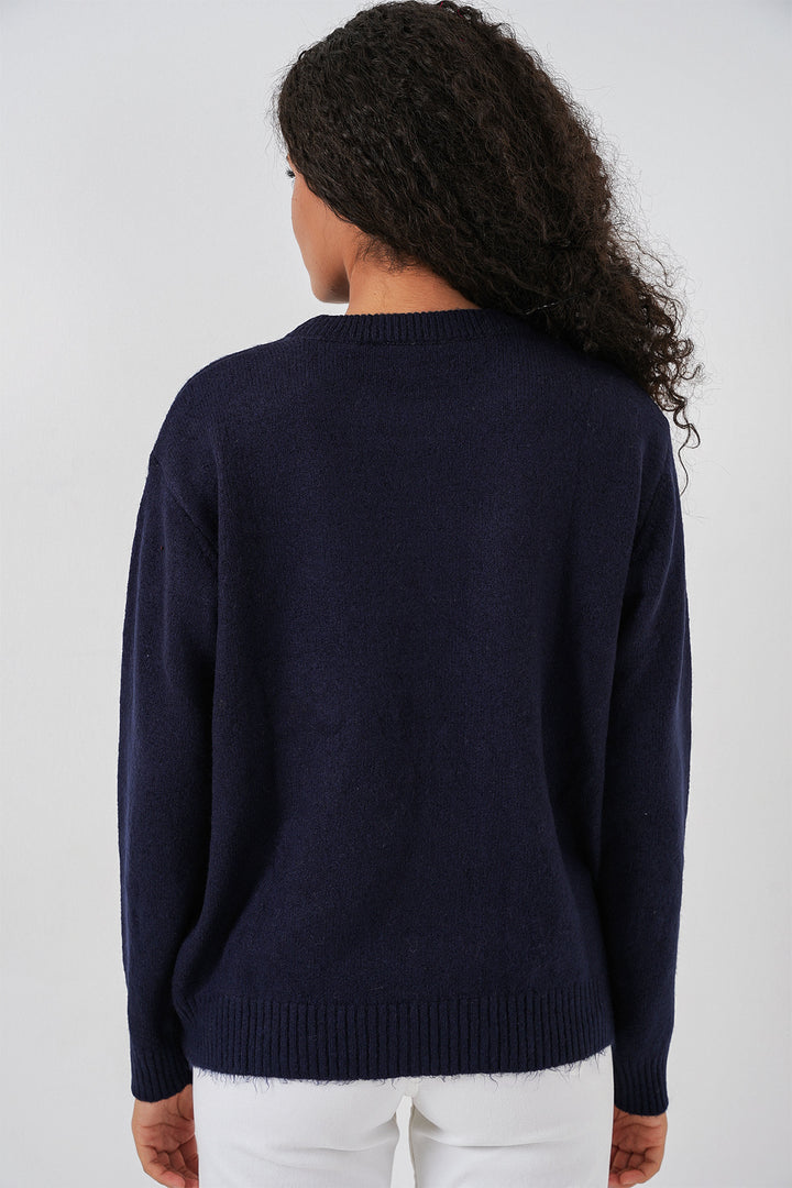 Bigdart Pull tricot oversize pour femme 15895 - Bleu marine