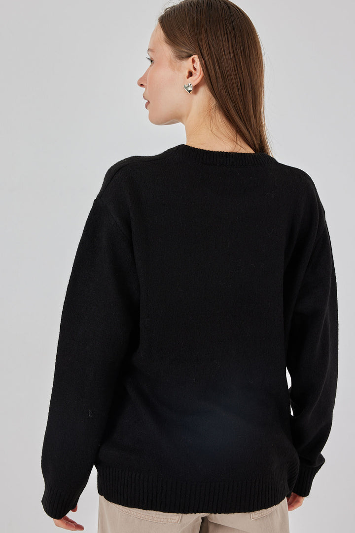 Bigdart 15895 Pull tricot noir oversize