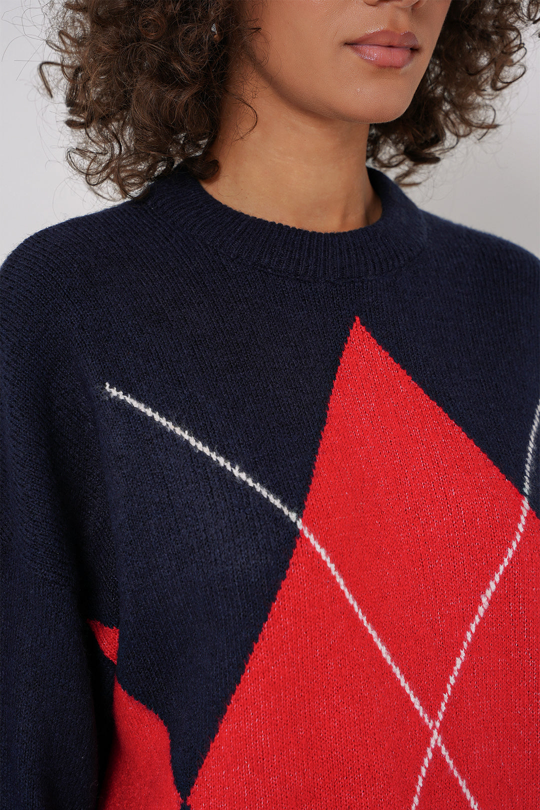 Bigdart 15895 Pull en tricot oversize à motif baklava - Bleu marine