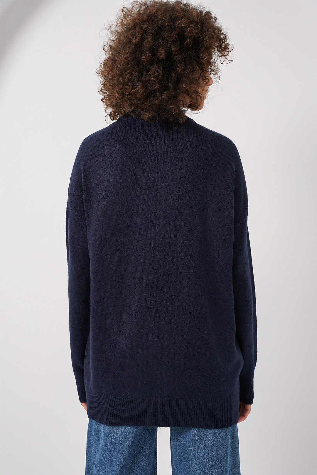 Bigdart 15895 Pull en tricot oversize à motif baklava - Bleu marine