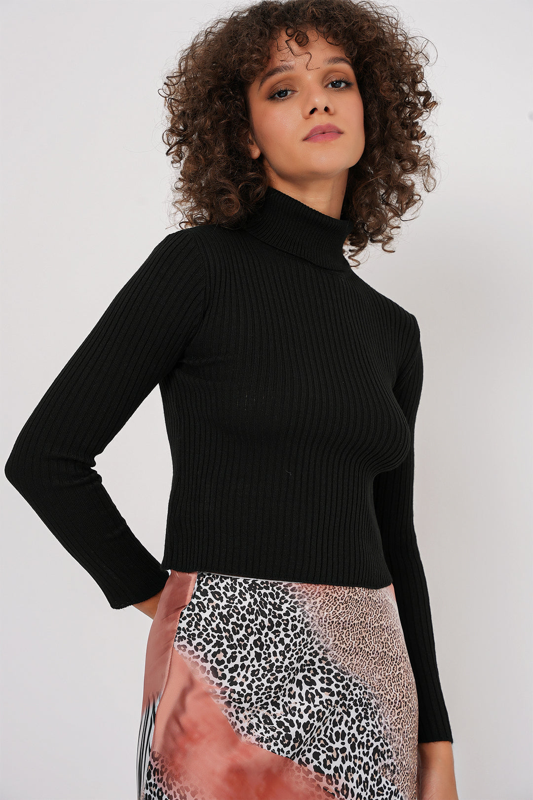 Bigdart 15896 Pull en Tricot Col Montant - Noir