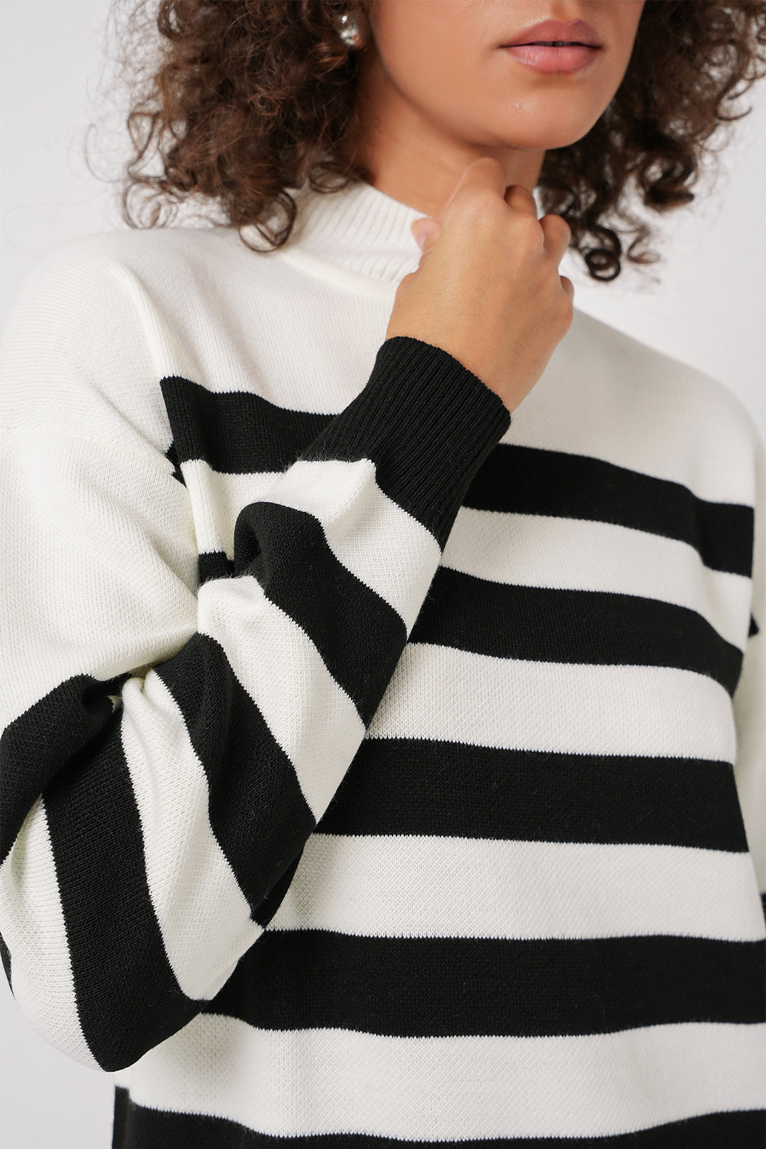 Bigdart 15898 Robe Tricot Longue Rayée - Blanc Cassé