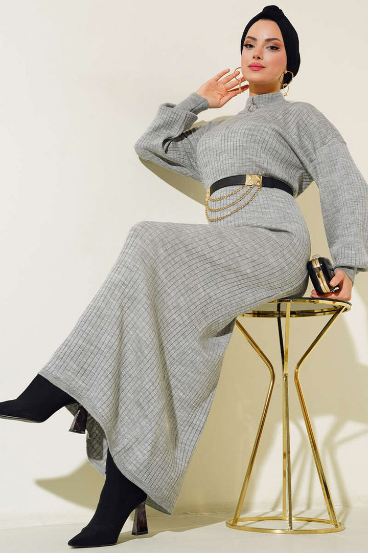 Bigdart Robe en tricot longue pour le hijab 15900 - Griss