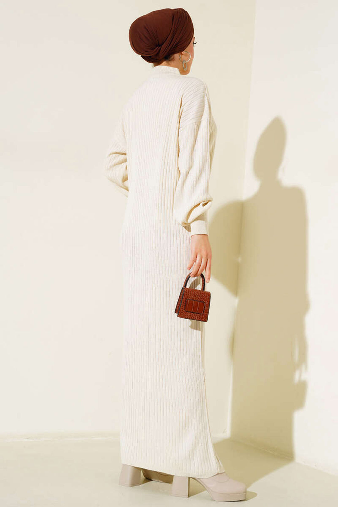 Bigdart Robe en tricot longue pour le hijab 15900 - Crème