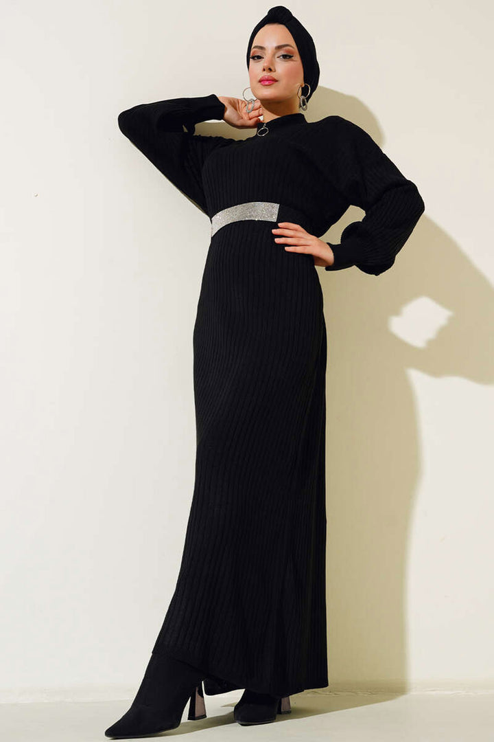 Bigdart Robe en tricot longue pour le hijab 15900 - Noir