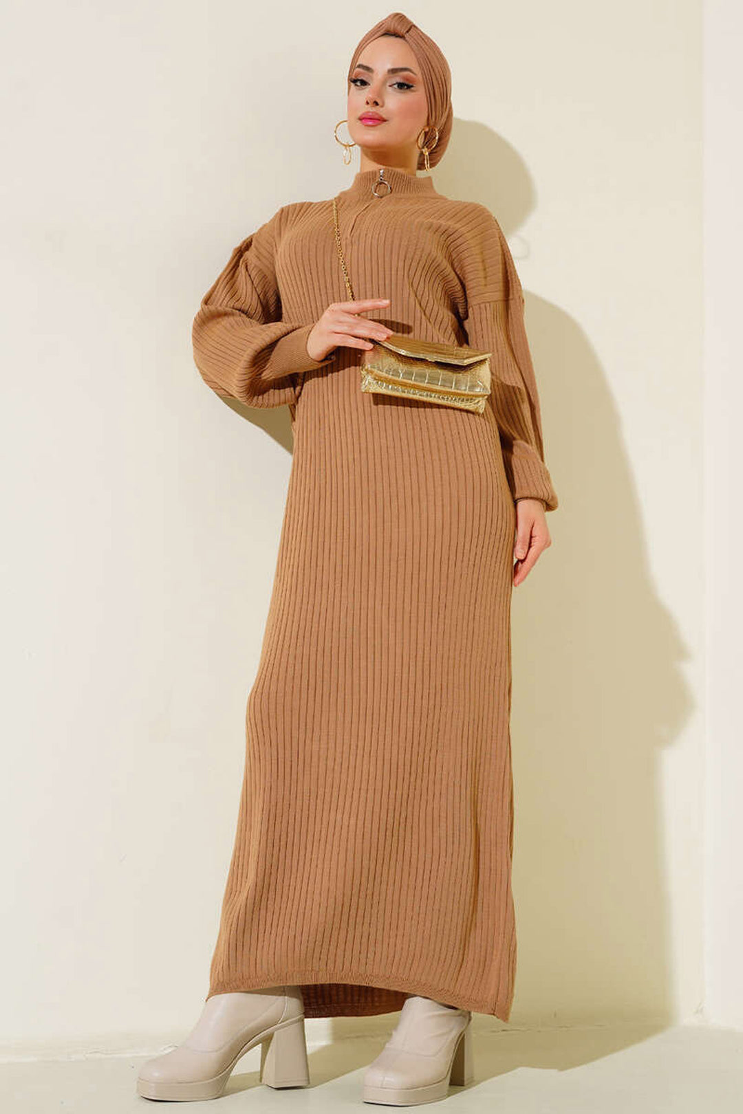 Bigdart Robe en tricot longue pour le hijab 15900 - Tabacc