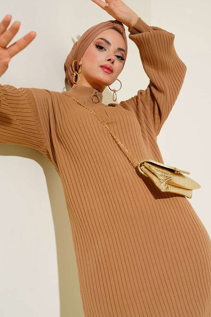 Bigdart Robe en tricot longue pour le hijab 15900 - Tabacc