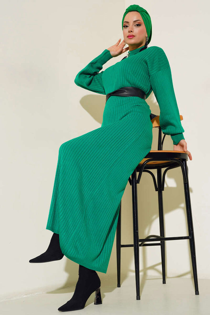 Bigdart 15900 Robe Tricotée Modeste - Vert