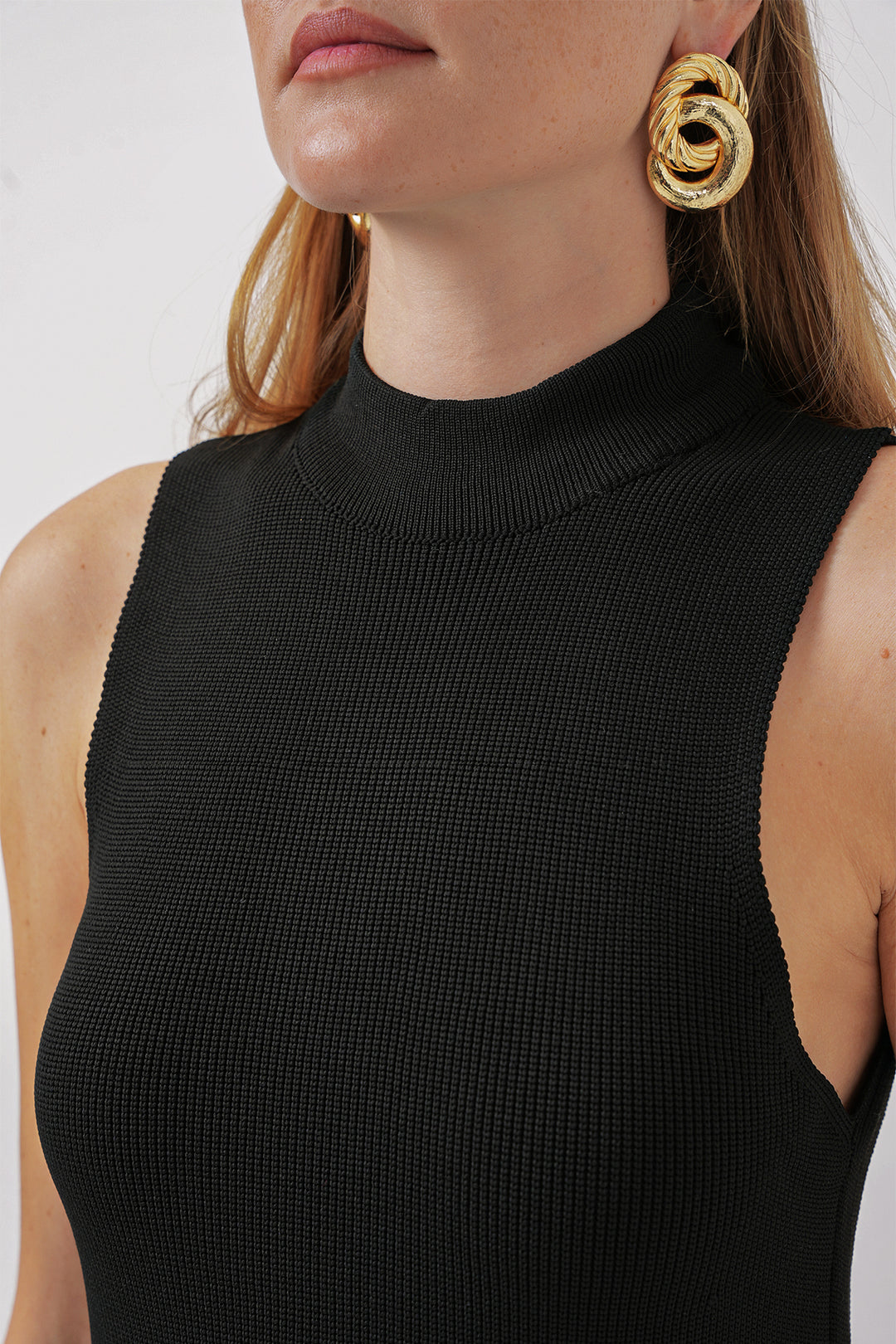 Bigdart 15906 Robe en tricot sans manches - Noir