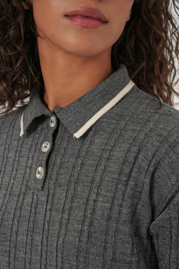 Bigdart 15907 Ensemble Tricot Jupe à Col Polo Femme - Anthracite