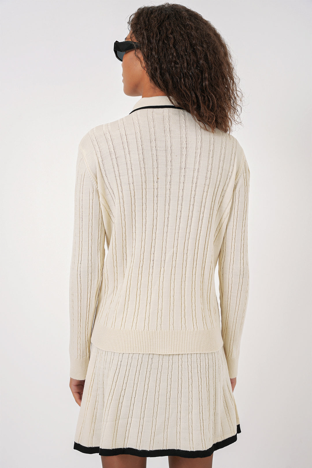 Bigdart 15907 Ensemble Tricot Jupe à Col Polo Femme - Crème