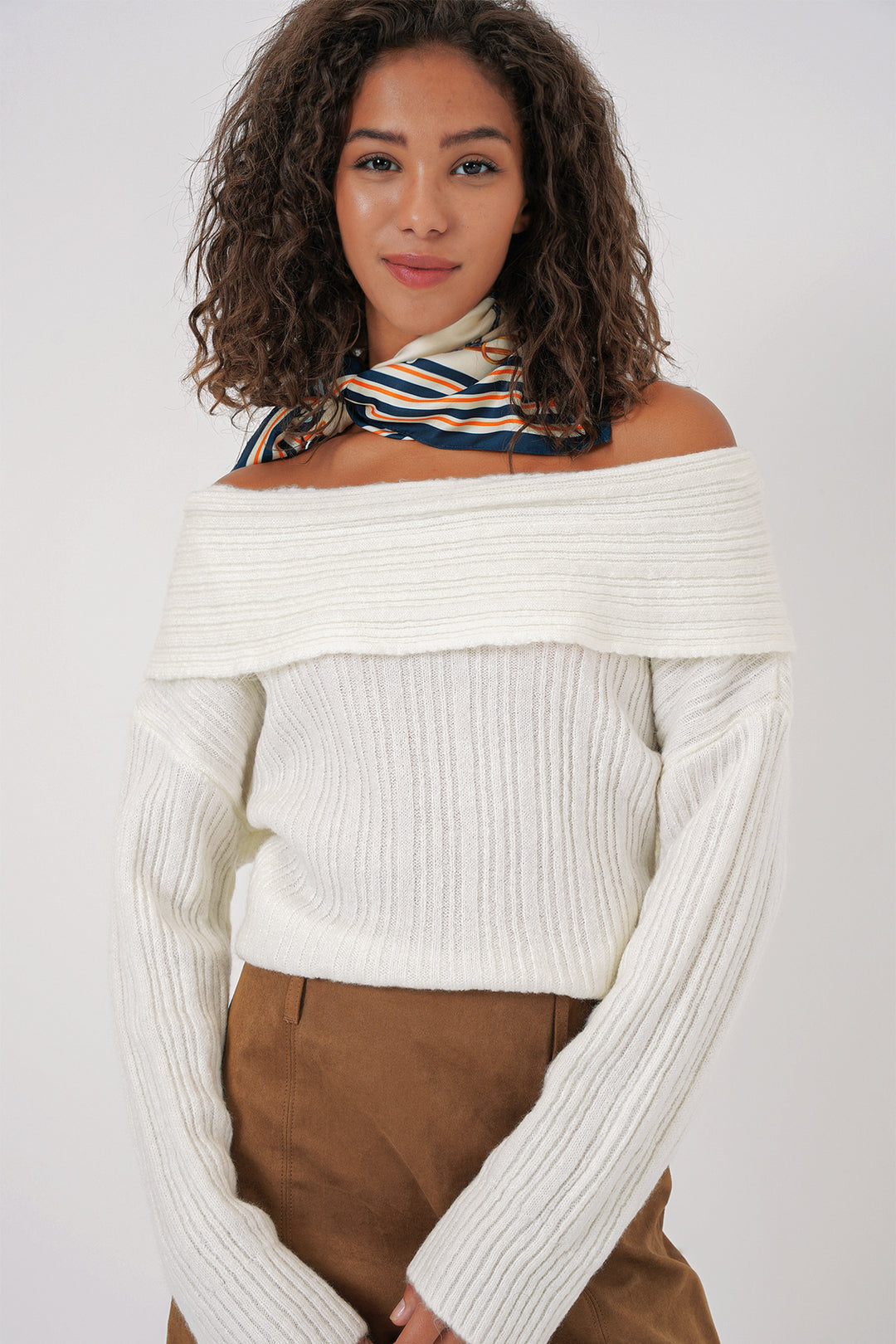 Bigdart 15908 Pull Oversize à Épaules Dégagées Femme - Blanc
