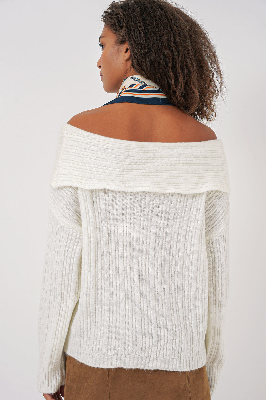 Bigdart 15908 Pull Oversize à Épaules Dégagées Femme - Blanc