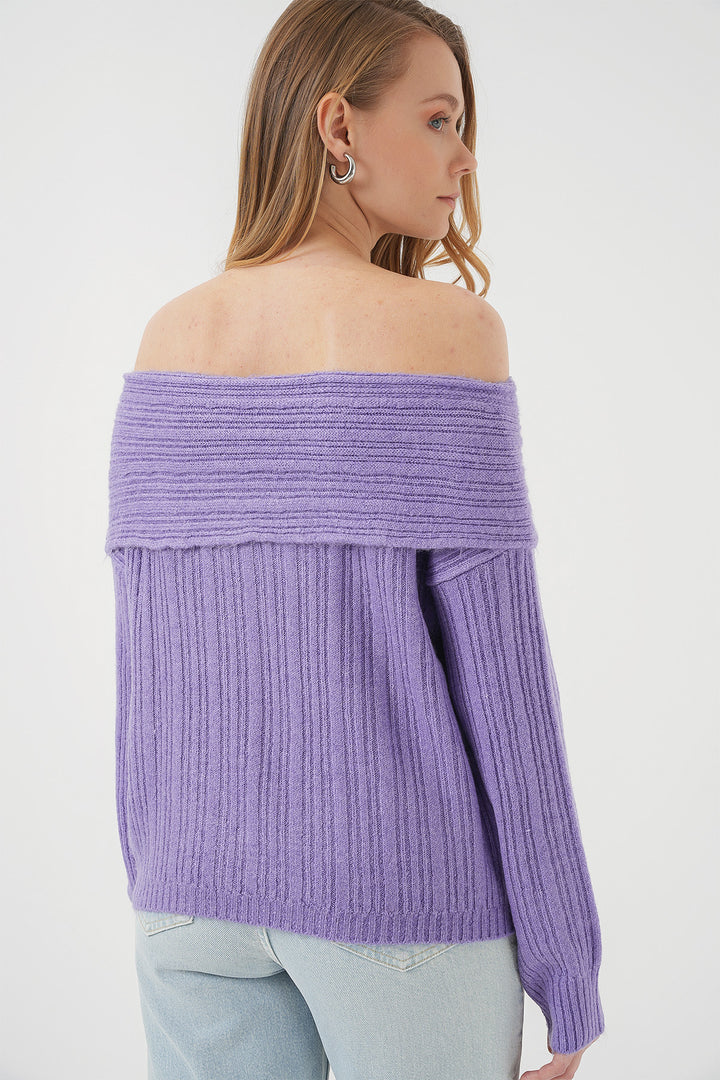 Bigdart 15908 Femme Pull Tricot Oversize Épaules Dégagées - Lilas