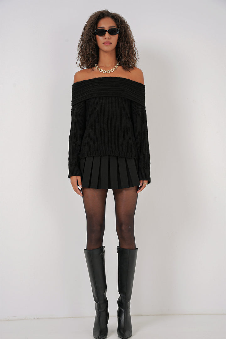 Bigdart 15908 Pull Oversize à Épaules Dégagées Femme - Noir