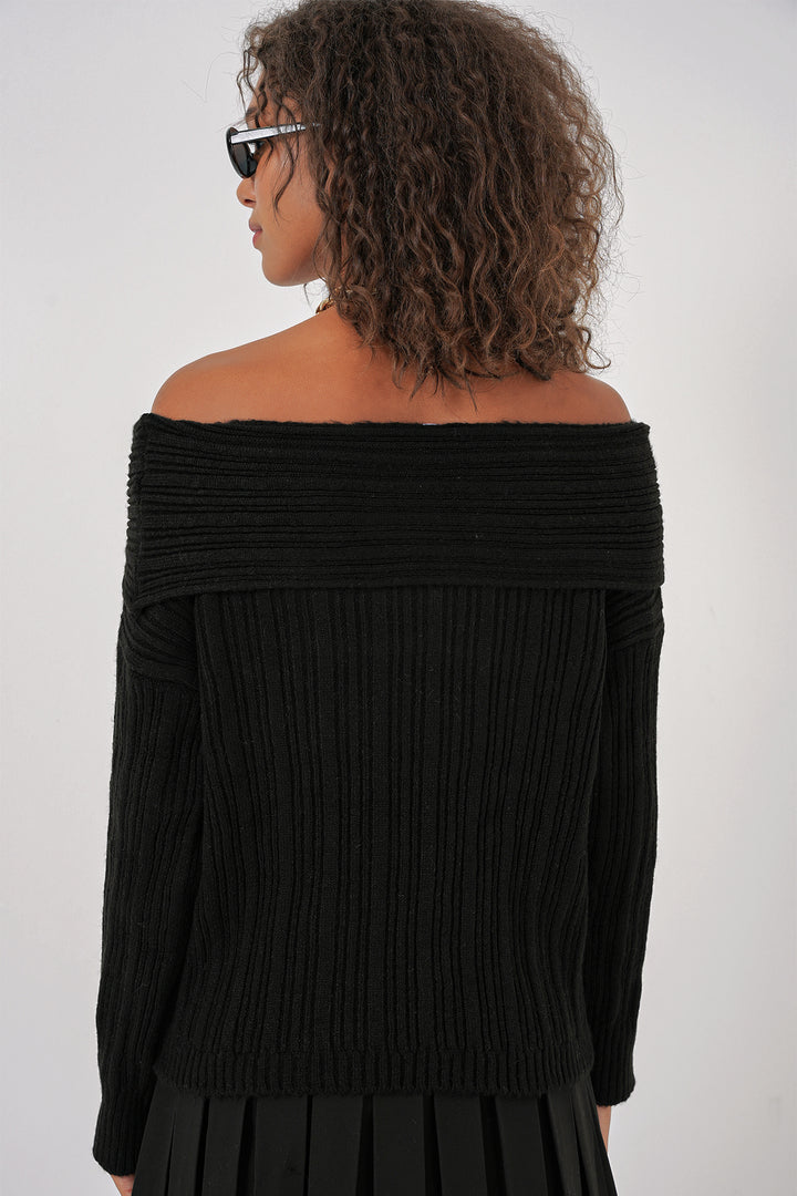 Bigdart 15908 Pull Oversize à Épaules Dégagées Femme - Noir