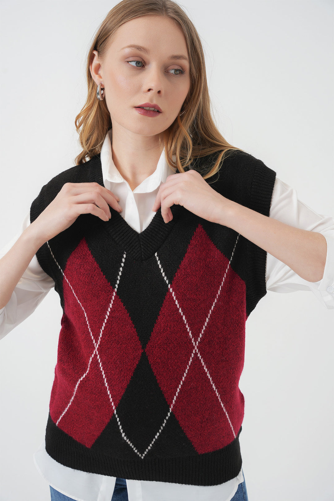 Bigdart 15914 Gilet en tricot à col en V - Noir profond