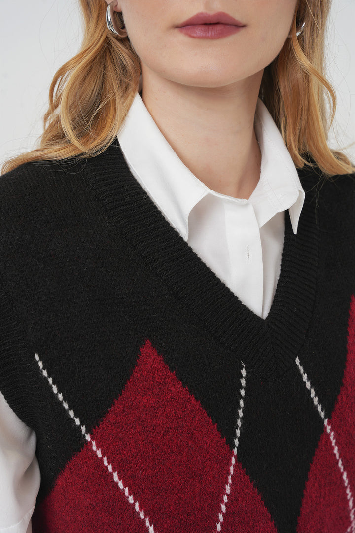 Bigdart 15914 Gilet en tricot à col en V - Noir profond