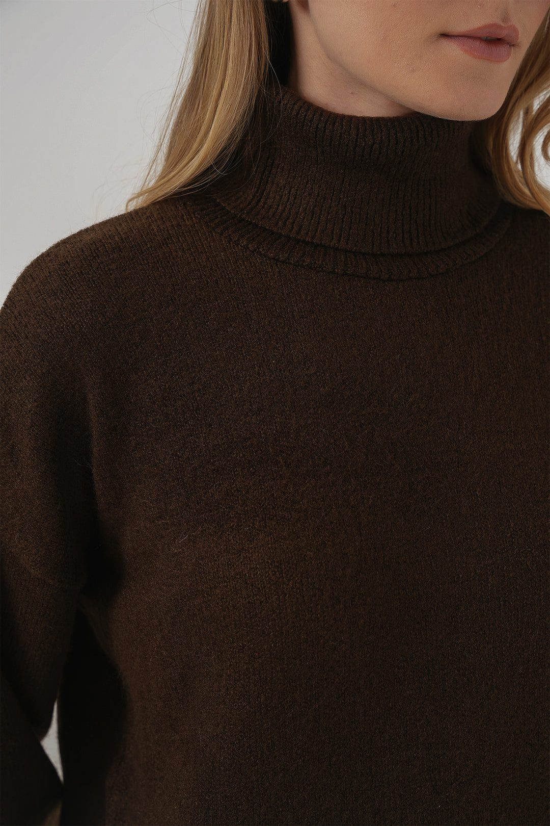 Bigdart 15917 Pull oversize en tricot à col roulé pour femme - Marron