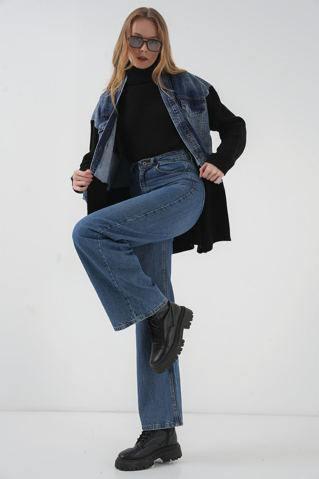 Bigdart 15919 Veste en Jean Tricotée Longue - Noir