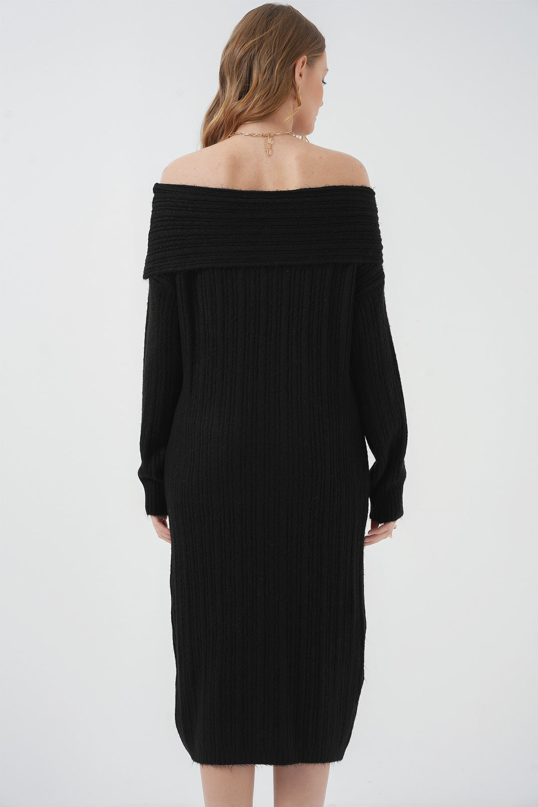 Bigdart 15920 Robe Tricotée Oversize à Col Madonna - Noir