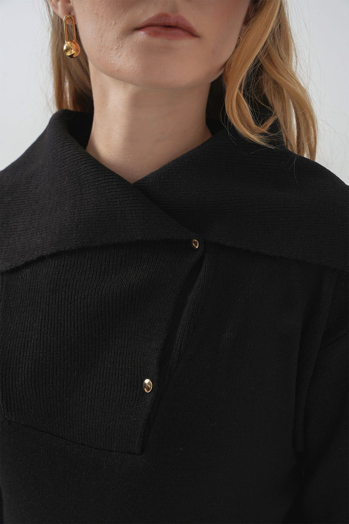 Bigdart 15921 Pull tricot à col large - Noir