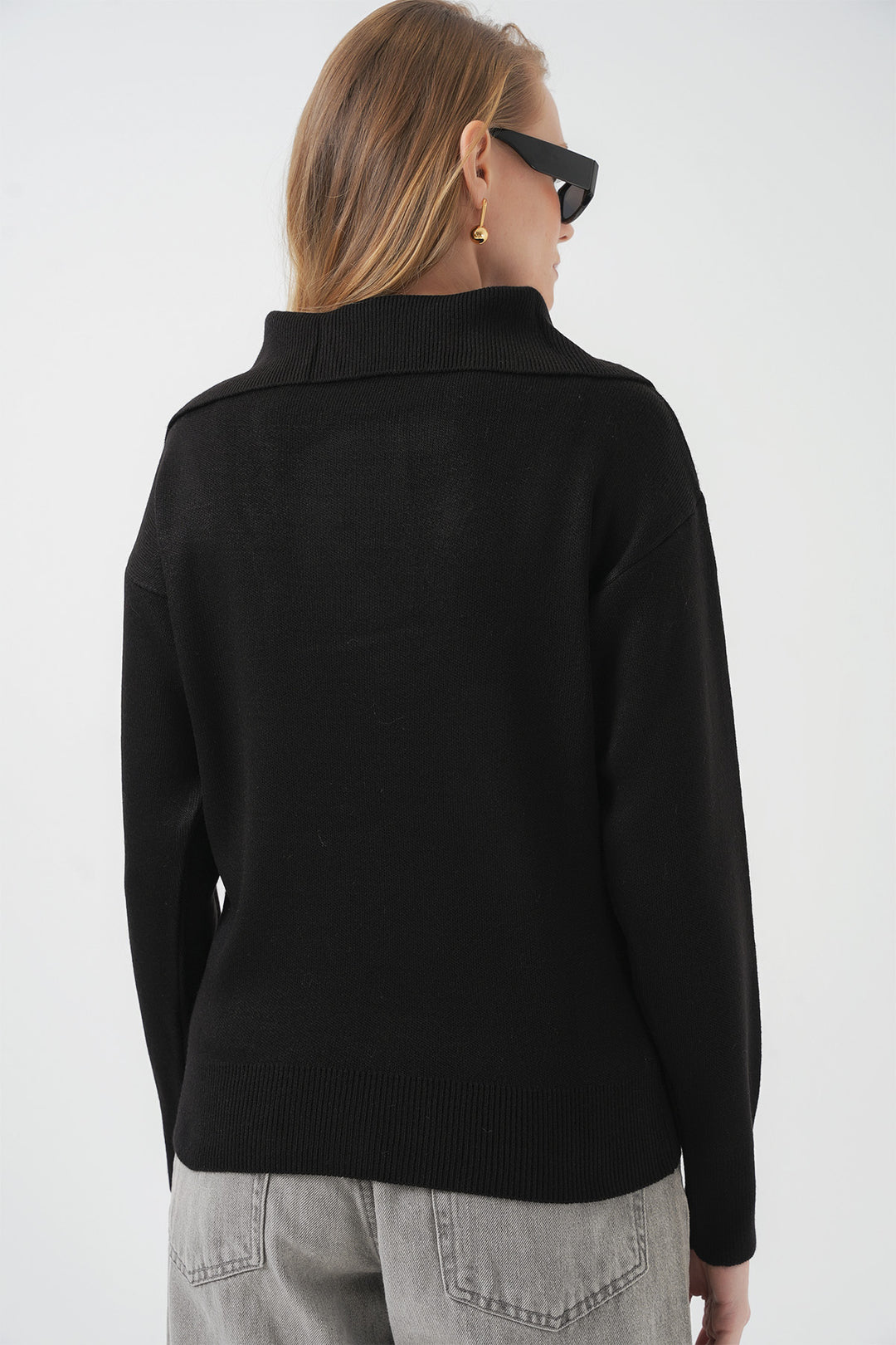 Bigdart 15921 Pull tricot à col large - Noir