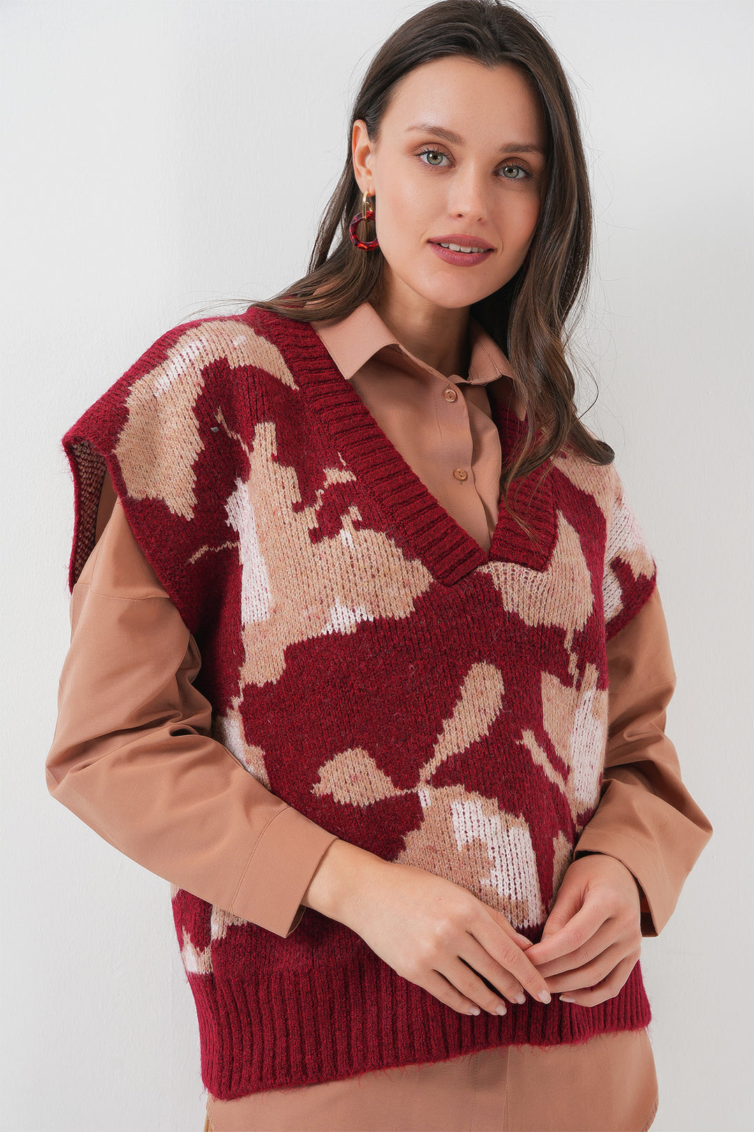 Bigdart Gilet Tricot Oversize Femme 15923 - Bordeaux