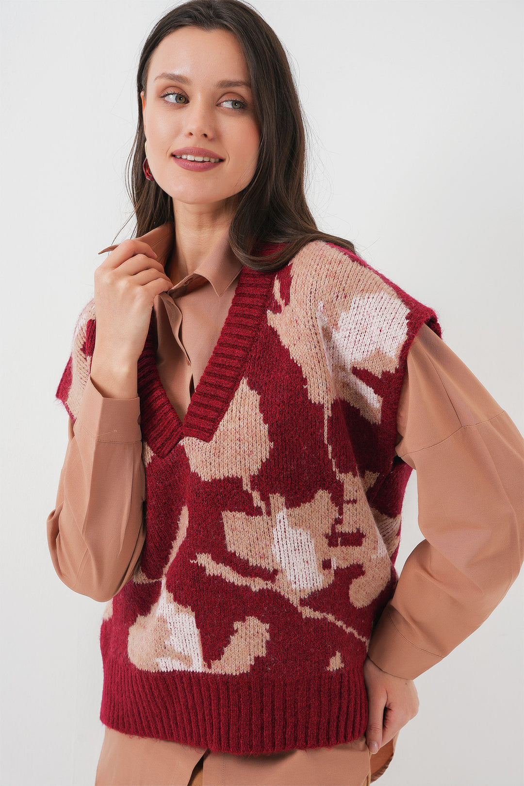 Bigdart Gilet Tricot Oversize Femme 15923 - Bordeaux