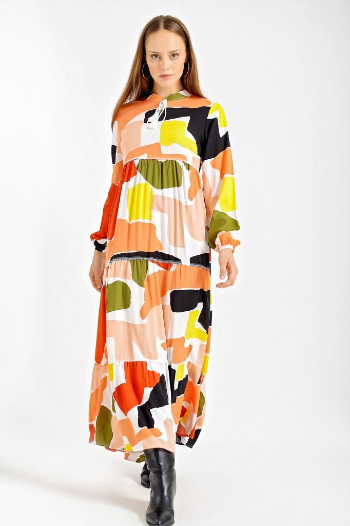 Bigdart 1627 Robe de modestie avec lien au cou - Safran