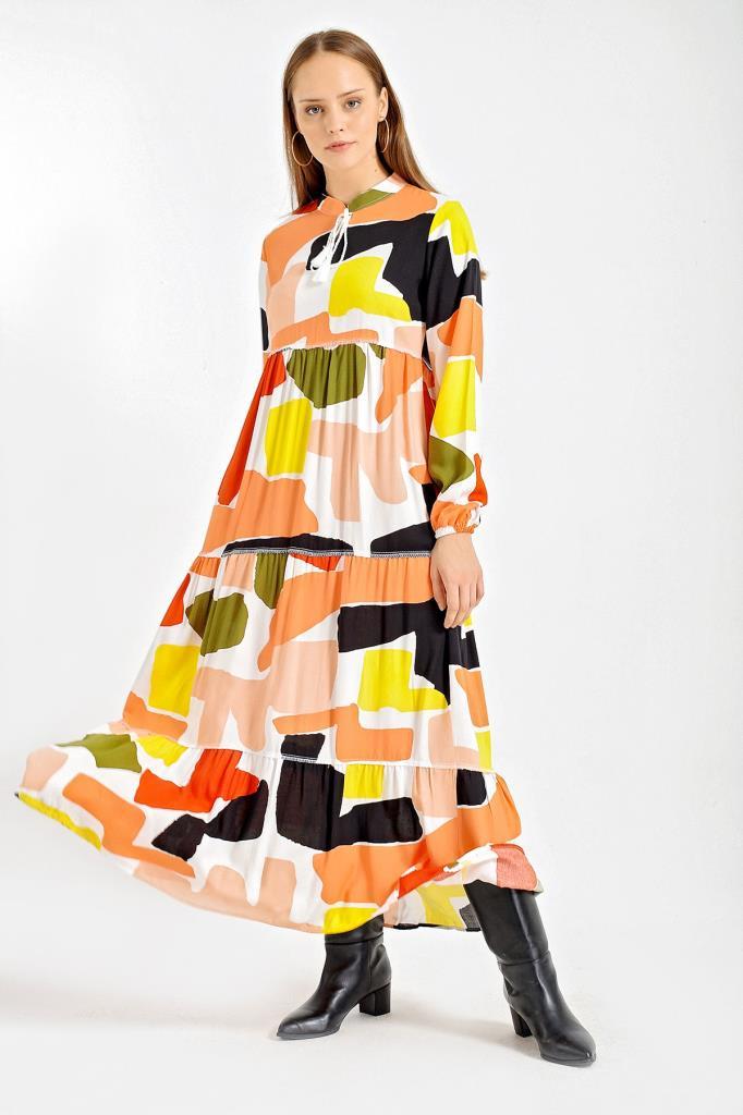 Bigdart 1627 Robe de modestie avec lien au cou - Safran
