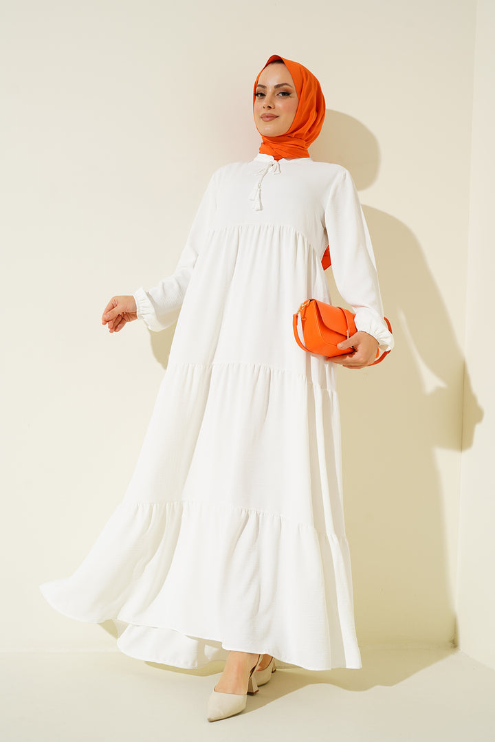 Bigdart 1627 Robe de modestie à lacets - Blanc