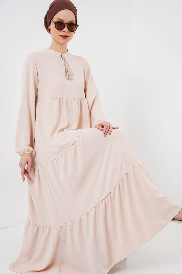 Bigdart Robe de hijab à lacets 1627 - Beige